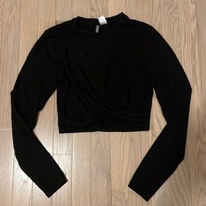 H&M long sleeve cropped top with front tie
